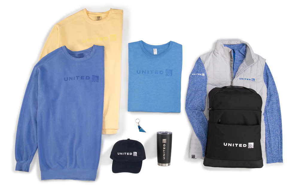 United Airlines new merchandise photography